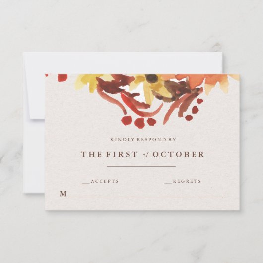Herfst / Herfstbloemen bruiloft RSVP Kaartje (Voorkant)