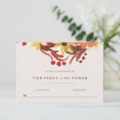 Herfst / Herfstbloemen bruiloft RSVP Kaartje (Staand voorkant)