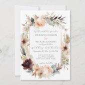 Herfst herfstbloemen Elegant Bourgondië Roos bruil Kaart (Voorkant)