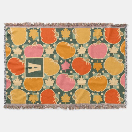 Herfst Herfstbloemen & pompoenen Boho Groen Plaid Deken (Voorkant)