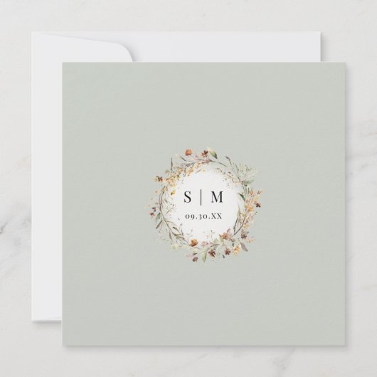 Herfst herfstbloemen wilde bloemen ivoor bruiloft kaart (Achterkant)