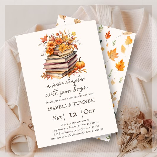 Herfst Herfstboek Thema Baby shower Uitnodiging