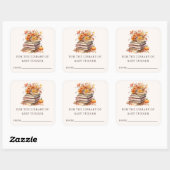 Herfst Herfstboeken | Baby shower Bookplate Sticke Vierkante Sticker (Vel)