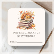 Herfst Herfstboeken | Baby shower Bookplate Sticke