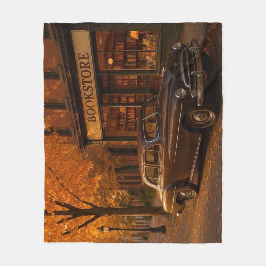 Herfst/Herfstboekwinkel & auto Fleece Deken (Voorkant)
