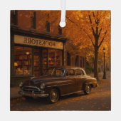  Herfst/Herfstboekwinkel & auto Glas Ornament (Achterkant)