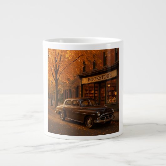 Herfst/Herfstboekwinkel & auto Grote Koffiekop (Voorkant)