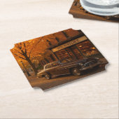  Herfst/Herfstboekwinkel & auto Kartonnen Onderzetters (Gekanteld)