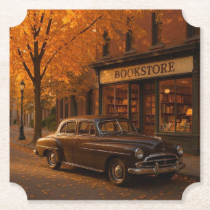  Herfst/Herfstboekwinkel & auto Kartonnen Onderzetters