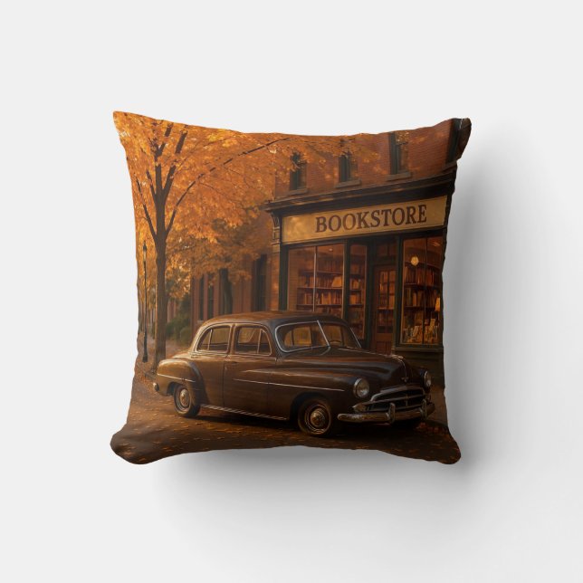  Herfst/Herfstboekwinkel & auto Kussen (Voorkant)