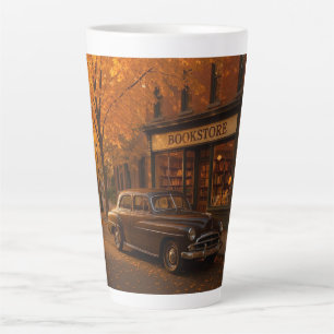 Herfst/Herfstboekwinkel & auto Latte Mok