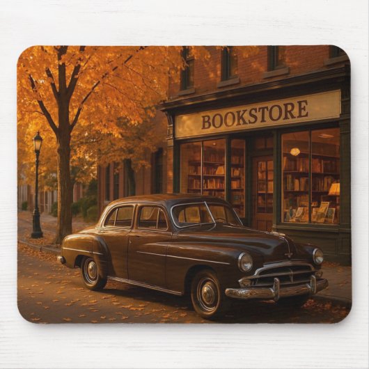 Herfst/Herfstboekwinkel & auto Muismat (Voorkant)