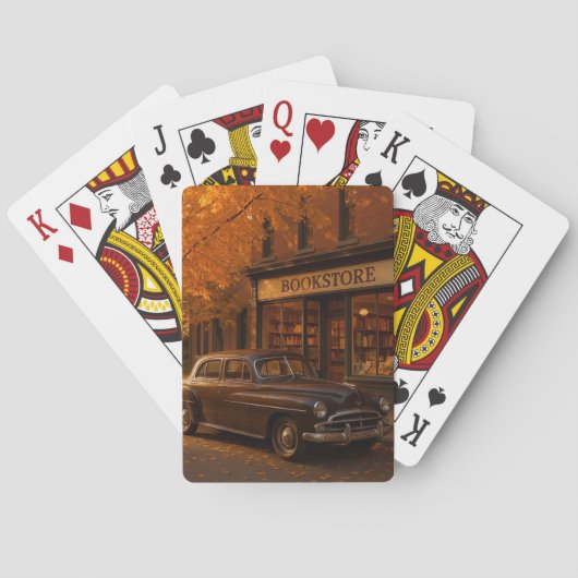  Herfst/Herfstboekwinkel & auto Pokerkaarten (Achterkant)