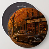Herfst/Herfstboekwinkel & auto Ronde Button 6,0 Cm (Voorkant /achterkant)
