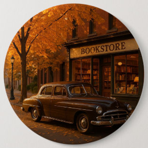  Herfst/Herfstboekwinkel & auto Ronde Button 6,0 Cm