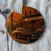 Herfst/Herfstboekwinkel & auto Ronde Button 6,0 Cm (In situ)