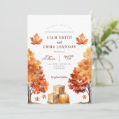 Herfst herfstboom en verlaat bruiloft uitnodiging (Staand voorkant)