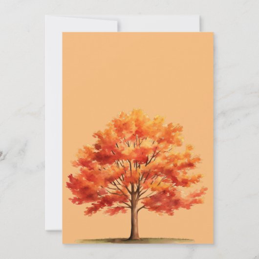 Herfst herfstboom en verlaat bruiloft uitnodiging (Achterkant)