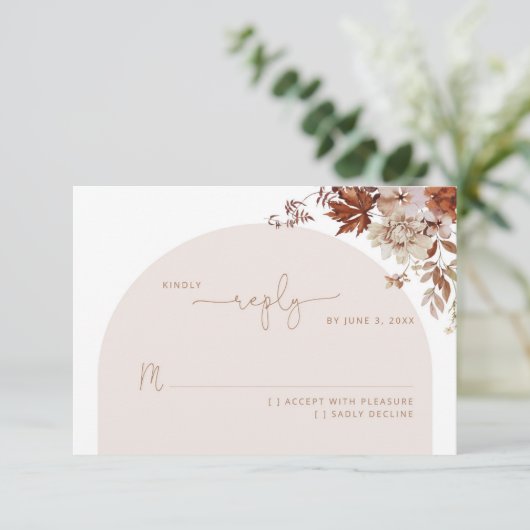 Herfst herfstbruiloft RSVP kaart (Staand voorkant)