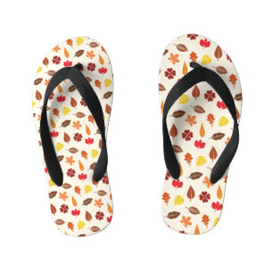 Herfst Herfsten Bladeren op een Cream Achtergrond Kinder Teenslippers