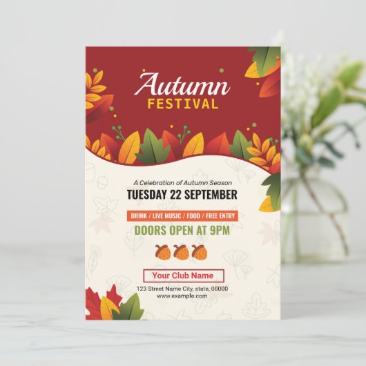 Herfst / Herfstfestival Party Flyer Kaart (Staand voorkant)