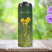 Herfst herfstgeel op groen Inspirerend Thermosbeker