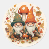 Herfst herfstkabouters ronde sticker (Voorkant)