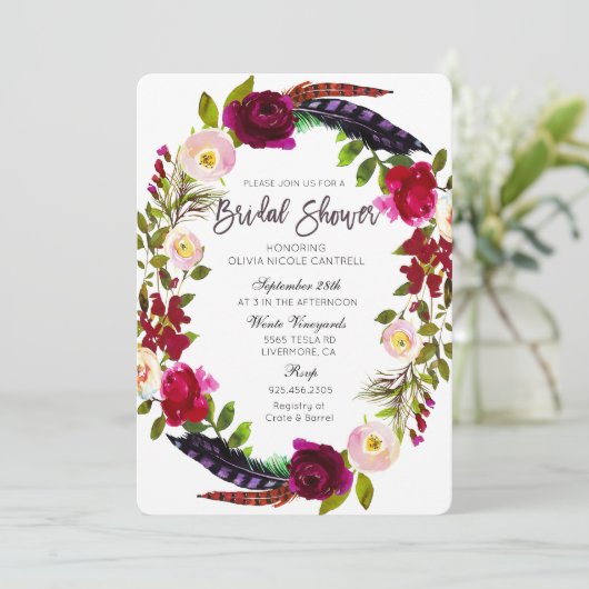 Herfst Herfstkrans Bloemen Bruidsdouche Uitnodigin Kaart (Staand voorkant)