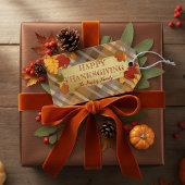 Herfst herfstolling op betonplaat Thanksgiving Cadeaulabel