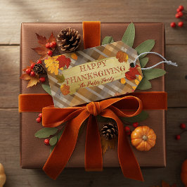 Herfst herfstolling op betonplaat Thanksgiving Cadeaulabel