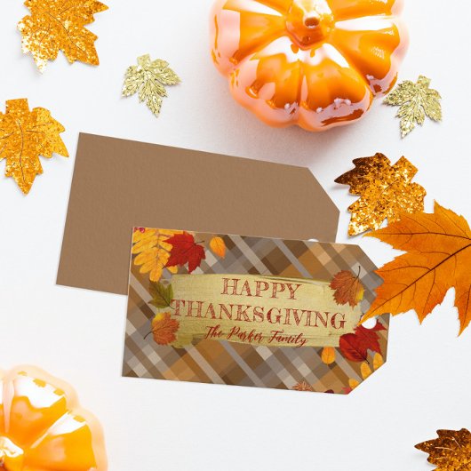 Herfst herfstolling op betonplaat Thanksgiving Cadeaulabel