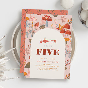 Herfst/Herfstpaddenstoel & Wildflower Roze Verjaar Kaart