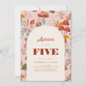 Herfst/Herfstpaddenstoel & Wildflower Roze Verjaar Kaart (Voorkant)