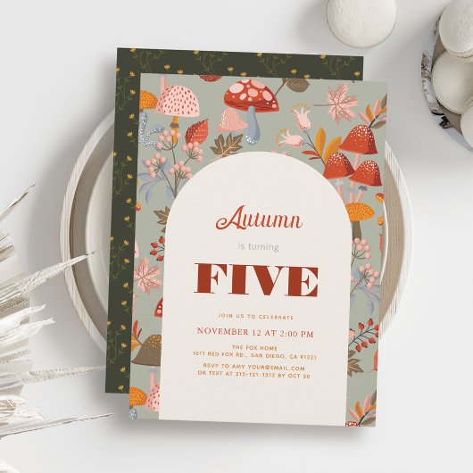 Herfst/Herfstpaddenstoel & Wildflower Sage Verjaar Kaart