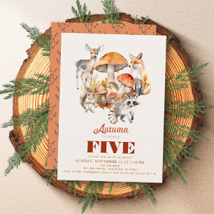 Herfst/herfstpaddenstoel Woodland Animals Verjaard Kaart