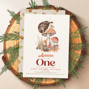 Herfst/herfstpaddestoel Hedgehog 1e Verjaardag Kaart