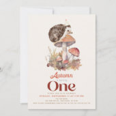 Herfst/herfstpaddestoel Hedgehog 1e Verjaardag Kaart (Voorkant)