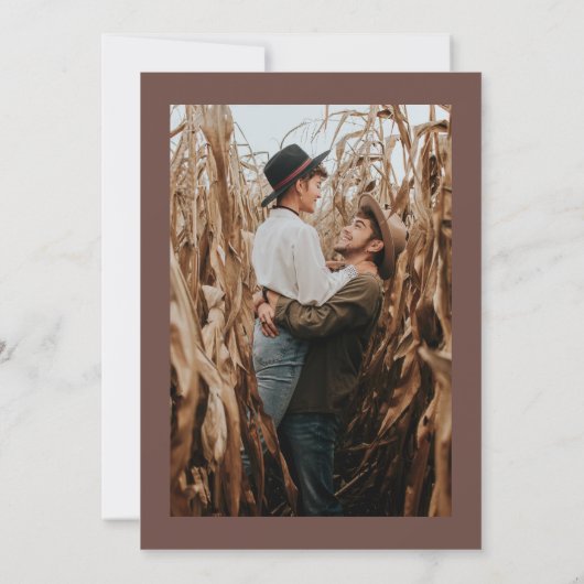 Herfst herfstpompoen floral oranje foto bruiloft kaart (Achterkant)