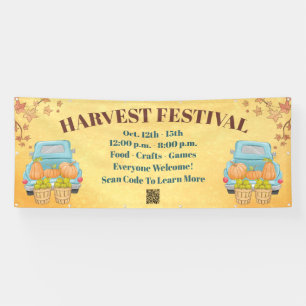 Herfst herfstpompoen QR Code Oogstfestival Spandoek