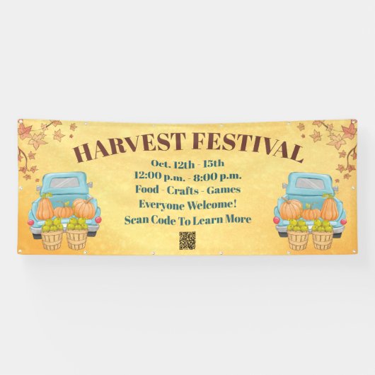 Herfst herfstpompoen QR Code Oogstfestival Spandoek (Horizontaal)