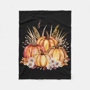 Herfst herfstpompoenen en tarweoogst Thanksgivin Fleece Deken