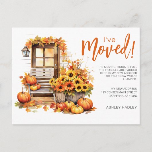 Herfst herfstseizoen verplaatsen aankondigingskaart (Voorkant)