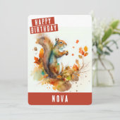 Herfst / Herfstvibes Eekhoorn Verjaardag Kaart (Staand voorkant)