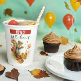 Herfst / Herfstvibes Eekhoorn - Verjaardag Papieren Bekers