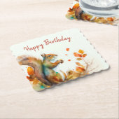 Herfst / Herfstvibes Eekhoorn - Verjaardagsfeest - Kartonnen Onderzetters (Gebogen)