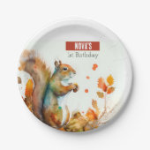 Herfst / Herfstvibes Eekhoorn - Verjaardagsfeest - Papieren Bordje (Voorkant)