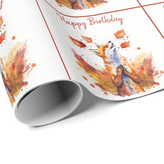 Herfst / Herfstvibes Fox - Happy Birthday Cadeaupapier (Rol Hoek)