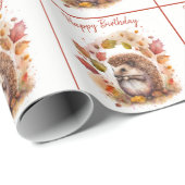 Herfst / Herfstvibes Hedgehog - Happy Birthday Cadeaupapier (Rol Hoek)
