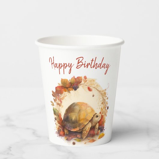 Herfst / Herfstvibes Tortoise - Verjaardagsfeest - Papieren Bekers (Achterkant)