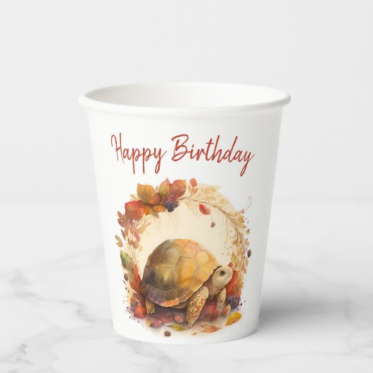 Herfst / Herfstvibes Tortoise - Verjaardagsfeest - Papieren Bekers (Voorkant)